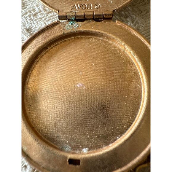 Avon Vintage Gold-Tone Locket Necklace With Brown Gemstone Pendant - Picture 13 of 16